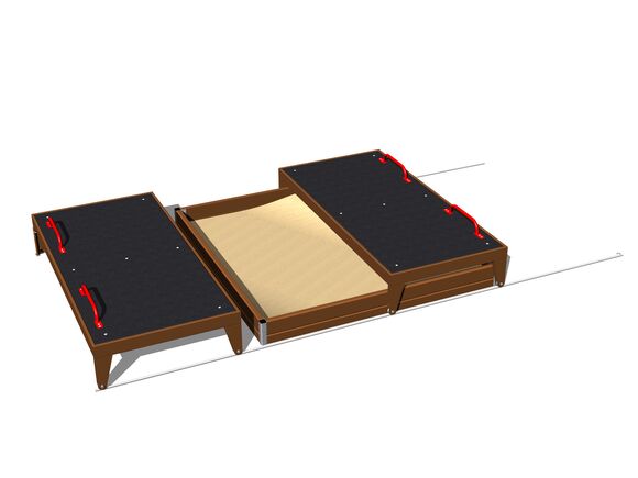 Homokozó eltolható fedéllel 2x2 m PK220KW - barna teljes fémszerkezet