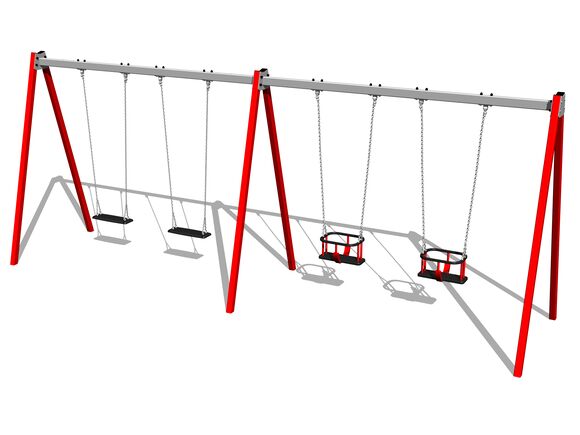 Láncos négyes hinta RH6412KR - piros (szab. mag. 1,5 m)