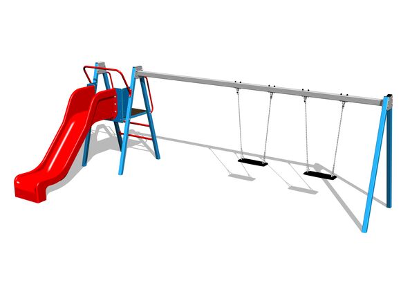 Láncos dupla hinta csúszdával RH6251KB - kék teljes fémszerkezet (szab. mag. 1 m)