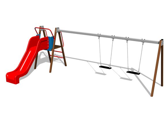 Láncos dupla hinta csúszdával RH6251KW - barna teljes fémszerkezet (szab. mag. 1 m)