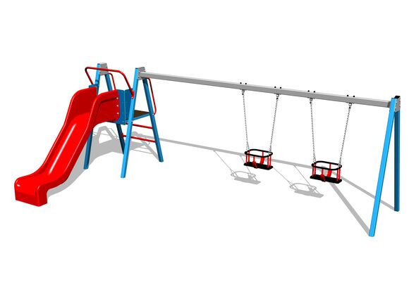 Láncos dupla hinta csúszdával RH6253KB - kék teljes fémszerkezet (szab. mag. 1 m)