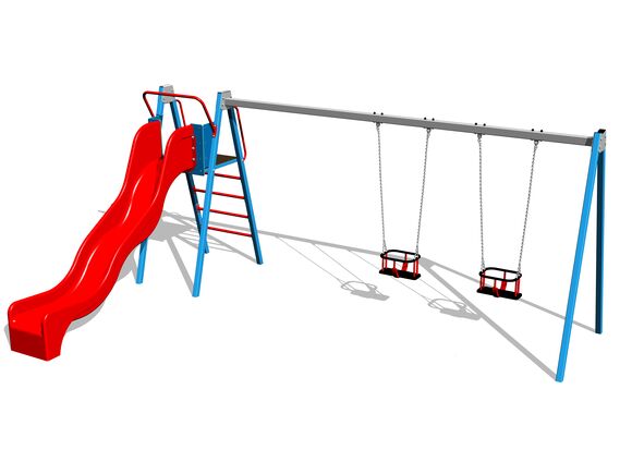 Láncos dupla hinta csúszdával RH6253KB - kék teljes fémszerkezet (szab. mag. 1,5 m)