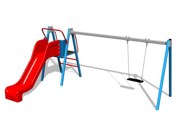 Láncos hinta csúszdával RH6151KB - kék teljes fémszerkezet (szab. mag. 1 m)
