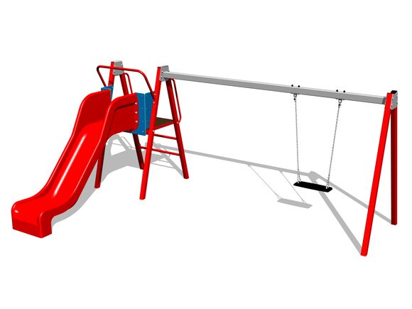 Láncos hinta csúszdával RH6151KR - piros (szab. mag. 1 m)
