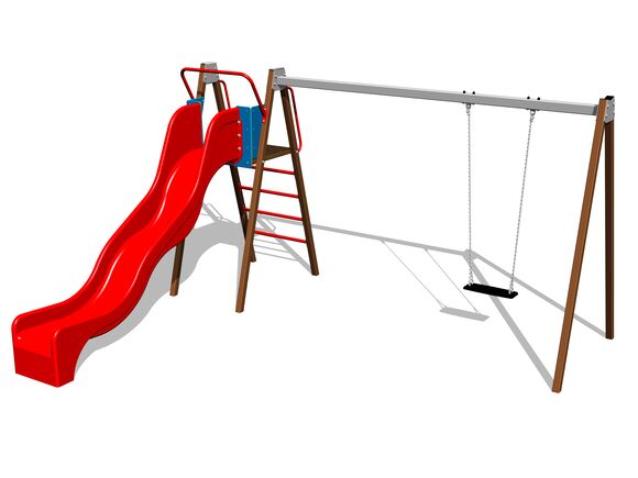 Láncos hinta csúszdával RH6151KW - barna teljes fémszerkezet (szab. mag. 1,5 m)