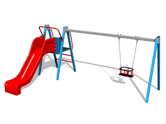 Láncos hinta csúszdával RH6152KB - kék teljes fémszerkezet (szab. mag. 1 m)