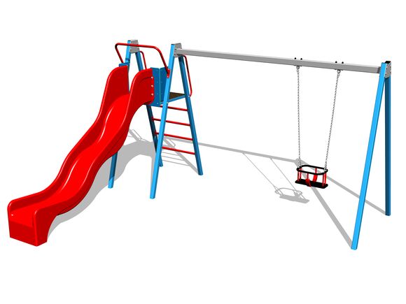 Láncos hinta csúszdával RH6152KB - kék teljes fémszerkezet (szab. mag. 1,5 m)