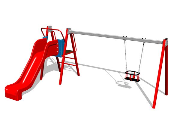 Láncos hinta csúszdával RH6152KR - piros (szab. mag. 1 m)