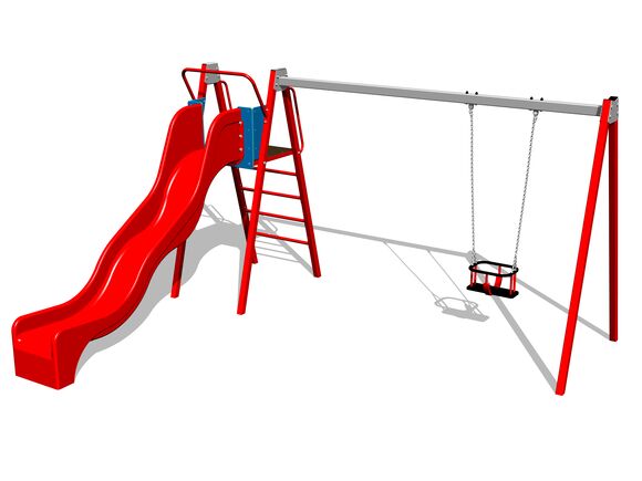 Láncos hinta csúszdával RH6152K - piros teljes fémszerkezet (szab. mag. 1,5 m)