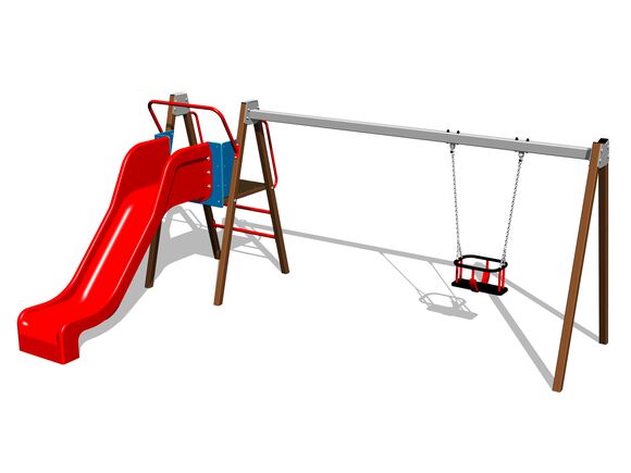 Láncos hinta csúszdával RH6152KW - barna (szab. mag. 1 m)