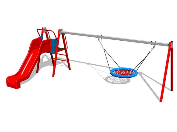 Lánc swing fészek RH6180KR csúszdával - piros