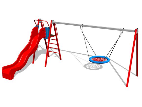 Lánc swing fészek RH6180KR csúszdával - piros