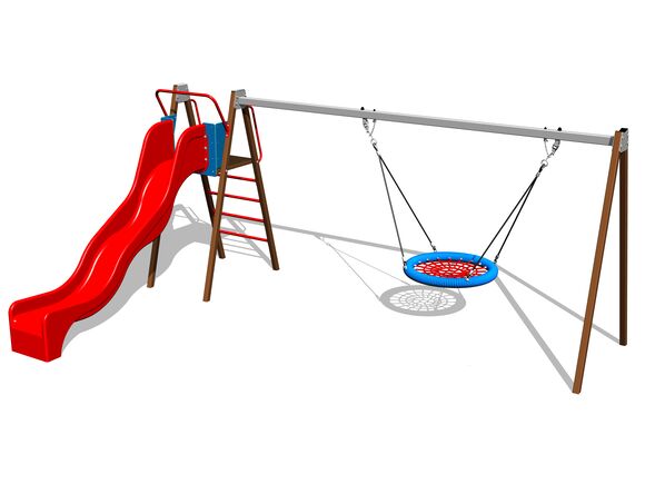 Lánc swing fészek RH6180KW csúszdával - barna