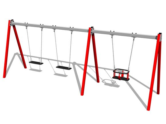 Láncos hármas hinta RH6312KR - piros (szab. mag. 1,0 m)