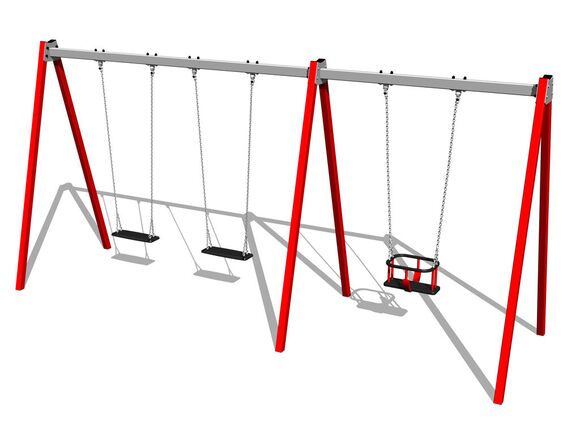 Láncos hármas hinta RH6312KR - piros (szab. mag. 1,5 m)