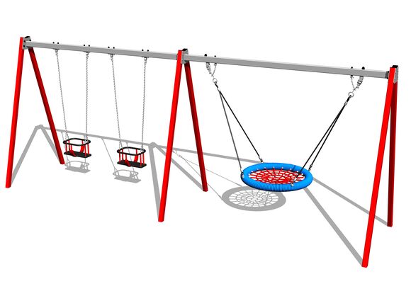 Láncos hármas hinta RH6323KR - piros (szab. mag. 1,5 m)