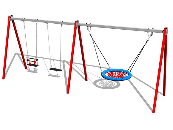 Láncos hármas hinta RH6322KR - piros (szab. mag. 1,5 m)