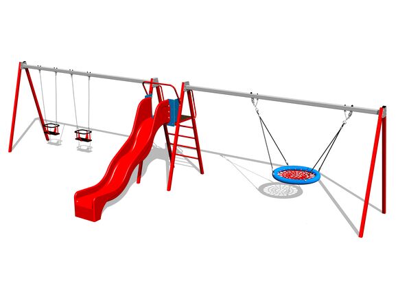 Láncos hármas hinta fészek RH6383KR - piros (szab. mag. 1,5 m)