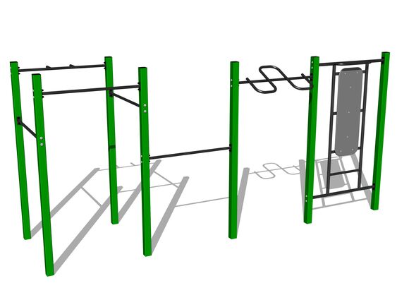 Street workout összeállítás WS8012GD - zöld teljes fémszerkezet