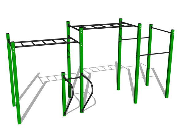 Street workout összeállítás WS8015GD - zöld teljes fémszerkezet