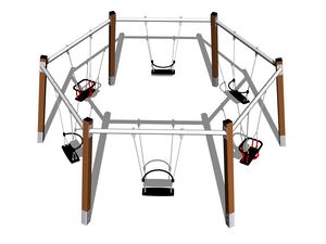 Láncos hatos csoportos hinta RH1610KW - barna - teljes fémszerkezet (szab. mag. 1,0 m)